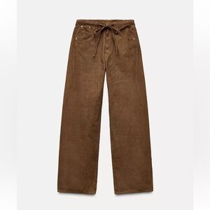 Zara Brown Corduroy Drawstring Trousers, size/women’s 10